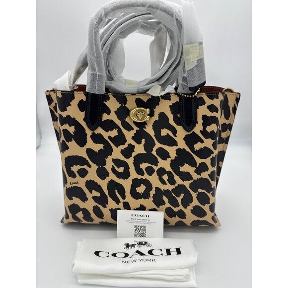 COACH Print Willow Tote 24 (Leopard) Handbags - Picture 1 of 14